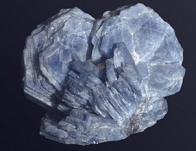 Blue corundum. Intergrowh of splintered crystals. Ilmenskiye Mts., South Urals.