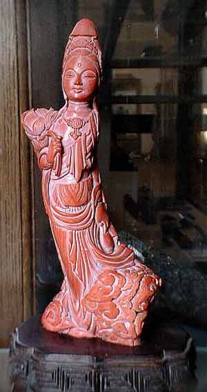 Pink corall. Japanese statuette.